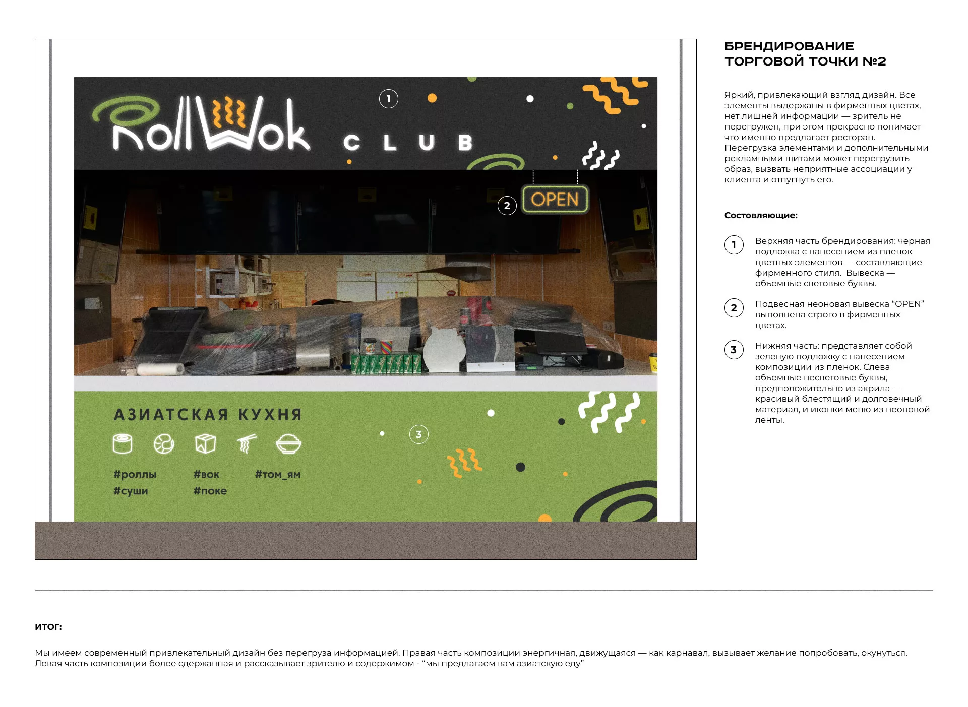 Брендирование торговых точек суши-бара «Roll Wok Club» в Чайковском